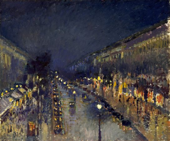 Boulevard Montmartre de noche (1897), de Camille Pissarro