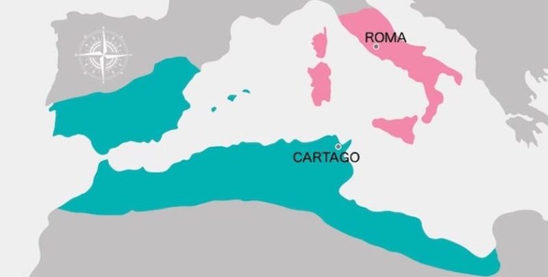 guerras punicas roma cartago causas mapa mediterraneo