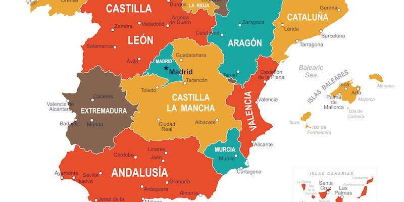 division politica regiones espana