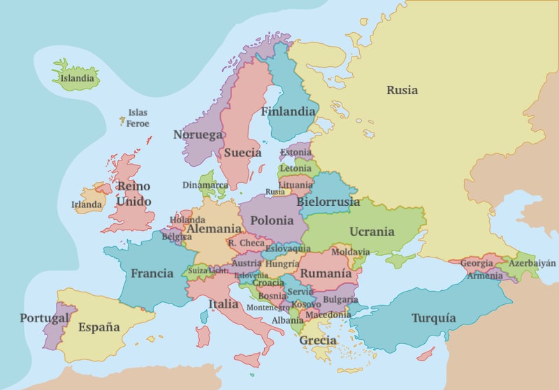 paises y capitales de europa mapa