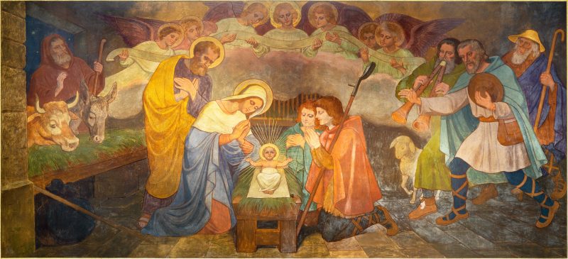 Pintura sobre el nacimiento de Jesús