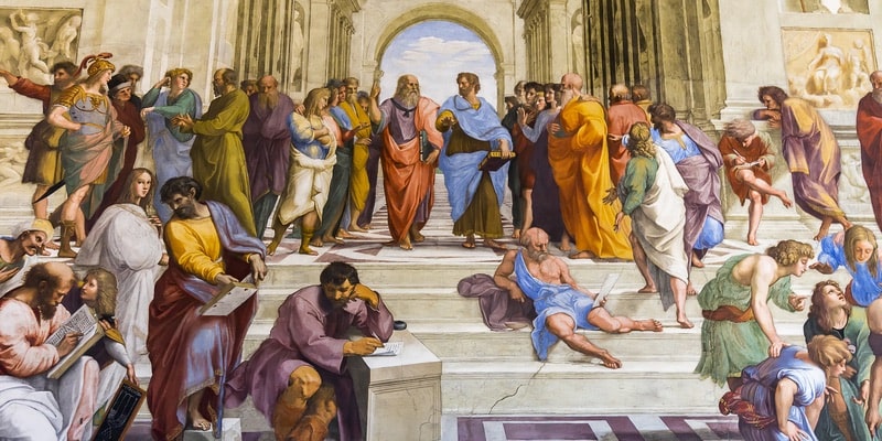 La pintura "la escuela de Atenas" representa una época fructífera para la filosofía.