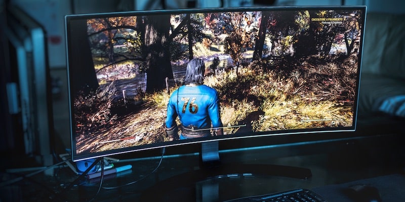 En una pantalla se ve el personaje del videojuego Fallout 76.