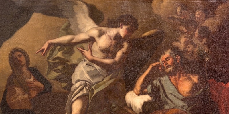 Un ángel le transmite profecías a San José en sus sueños.