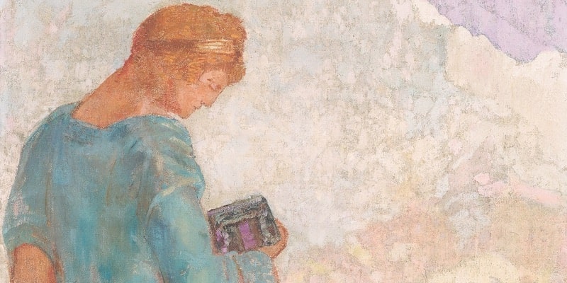 Una pintura de Odilon Redon retrata a Pandora antes de abrir la caja.