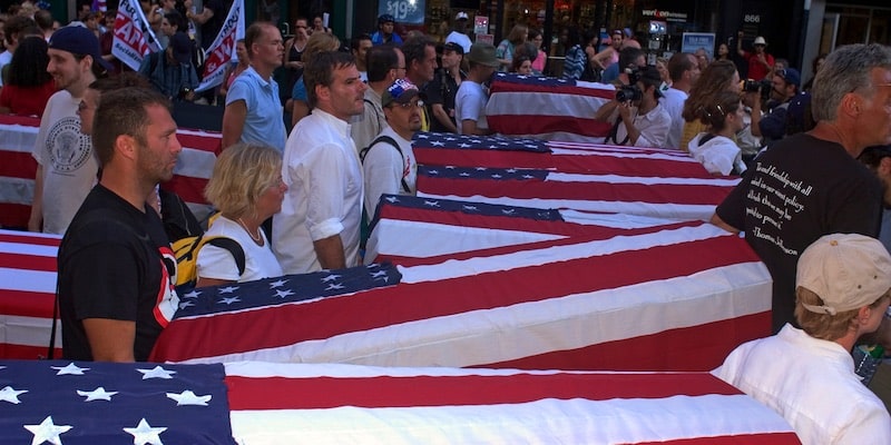 Una marcha en contra de la guerra se realizó en Nueva York en agosto de 2004.