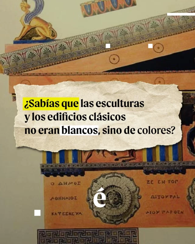 Durante varios siglos, se consideró que en el arte clásico, es decir, el griego y el romano, no se empleaba una variedad de colores. 

🏛️ Las esculturas, los templos, los edificios públicos y las casas parecían haber sido blancos o del color de su material.

🖌️ En el Renacimiento se reforzó esta idea, porque cuando los humanistas estudiaron las obras clásicas, creyeron que el blanco era símbolo de armonía y belleza y que se contraponía al arte recargado y colorido de la Edad Media. 

🎨 Sin embargo, desde el siglo XIX en adelante se hicieron estudios arqueológicos, arquitectónicos y artísticos que demuestran que tanto en la Antigua Grecia como en la Antigua Roma se usaban colores muy llamativos en los distintos tipos de arte. Pero estos colores con el paso del tiempo se fueron desgastando.

¿Sabiás este dato?